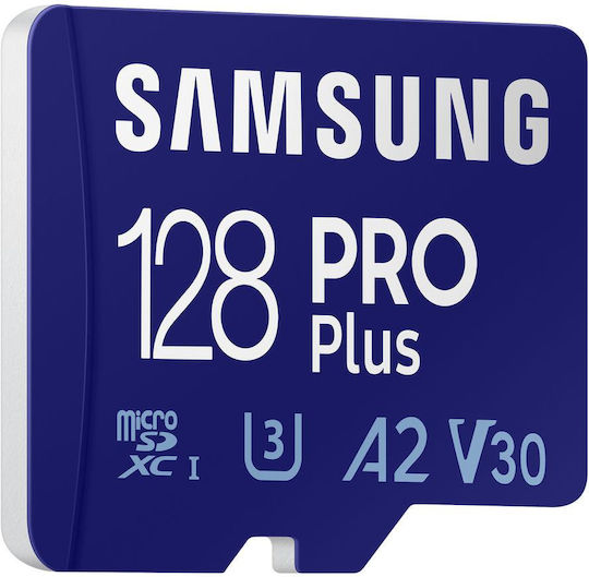 Samsung Pro Plus (2021) microSDXC 128GB Class 10 U3 V30 A2 UHS-I with USB Reader view 2