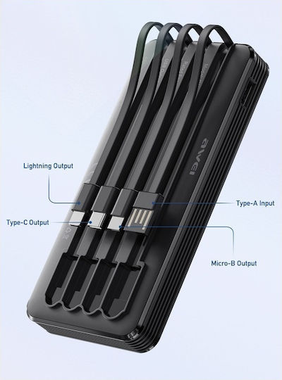 Awei P133K Power Bank 10000mAh with USB-A Port and USB-C Port Black view 2