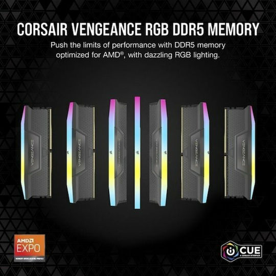 Corsair Vengeance RGB DDR5 32GB RAM with 2x16GB Modules and Speed 6000 for Desktop CMH32GX5M2B6000Z30K view 6