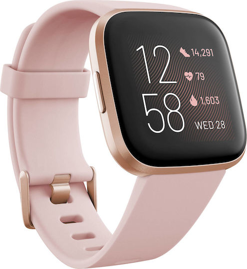Fitbit Versa 2 Aluminium 40mm Waterproof Smartwatch with Heart Rate Monitor (Pink)