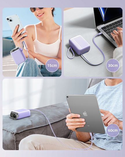 Innostyle Power Bank 10000mAh 33W with 2 USB-C Ports Purple view 9