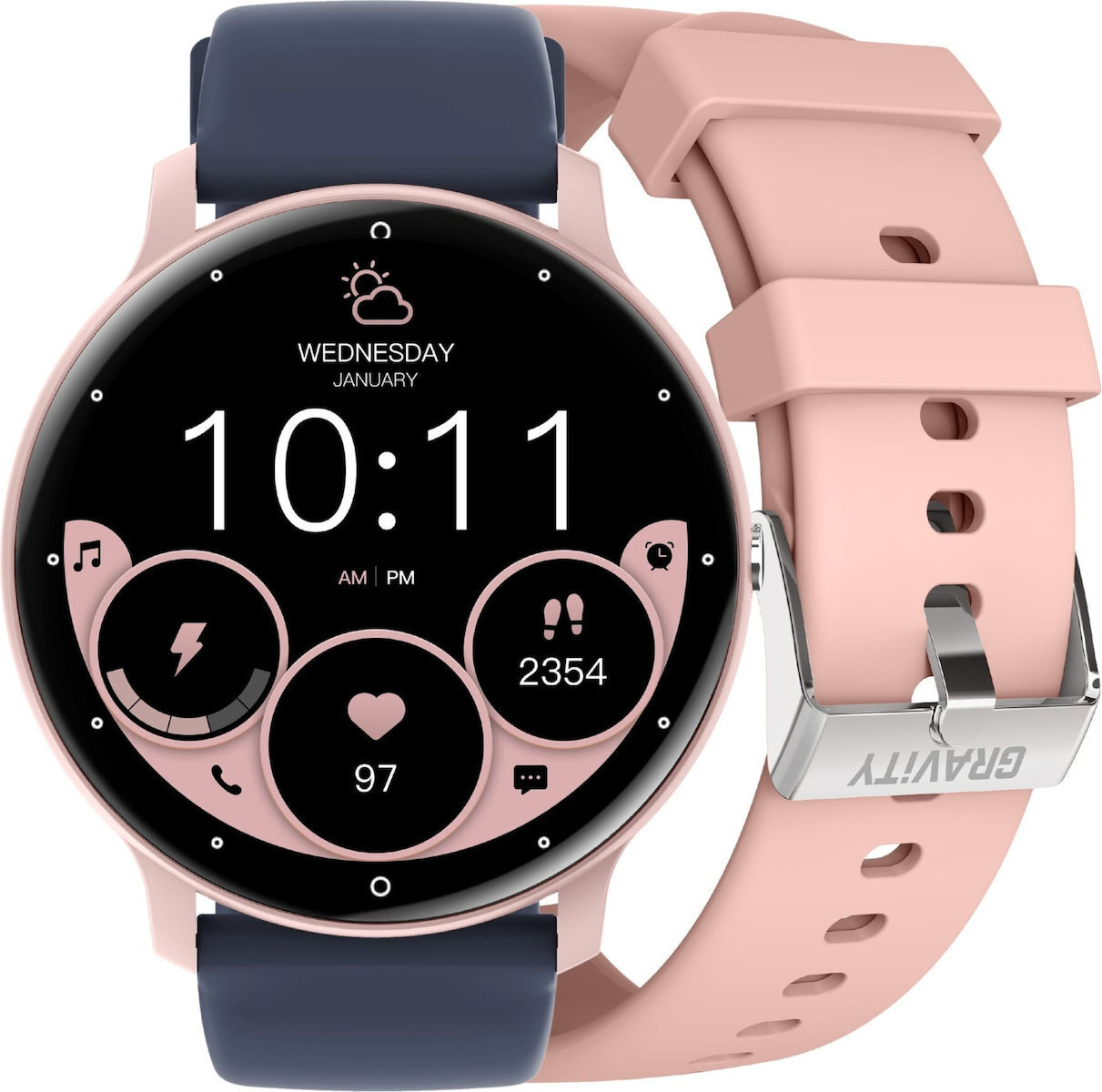 Gravity GT1 Pro 46mm Smartwatch with Heart Rate Monitor (Blue / Pink) view 3