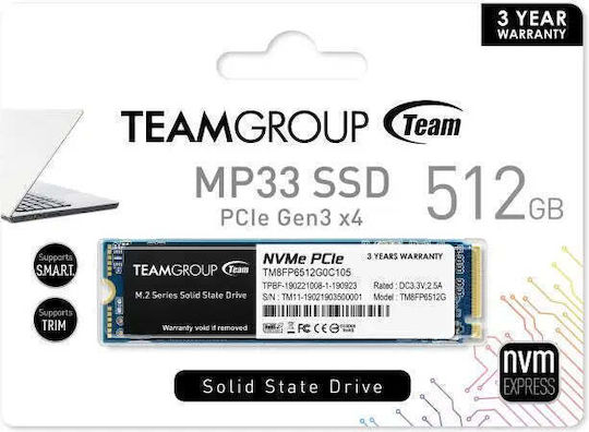 TeamGroup MP33 SSD 512GB M.2 Type with PCI Express 3.0 Connection TM8FP6512G0C101 view 3