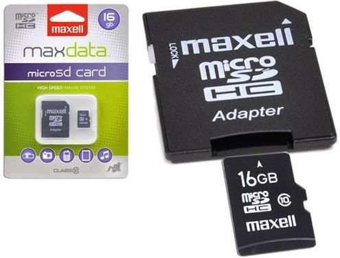 16GB microSDHC Memory Card with Adapter Maxell Class 10 Read Speed 10MB/s Write Speed 10MB/s