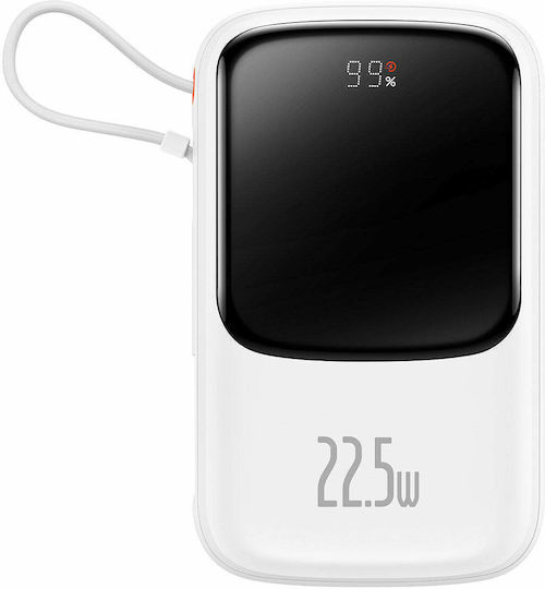 Baseus Qpow Power Bank 10000mAh 22.5W with USB-A Port and USB-C Port Power Delivery / Quick Charge 3.0 White