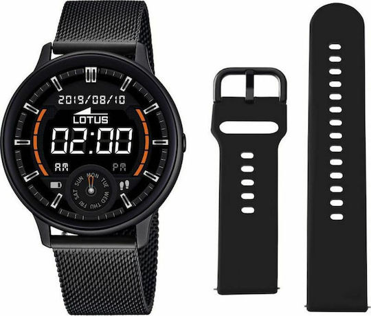 Lotus Watches L50016/1 Stainless Steel 44mm Smartwatch with Heart Rate Monitor (Black) view 2
