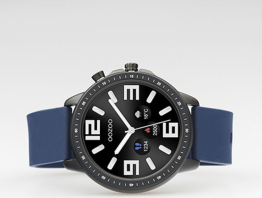 Oozoo Q00332 45mm Smartwatch with Heart Rate Monitor (Black / Blue) view 4
