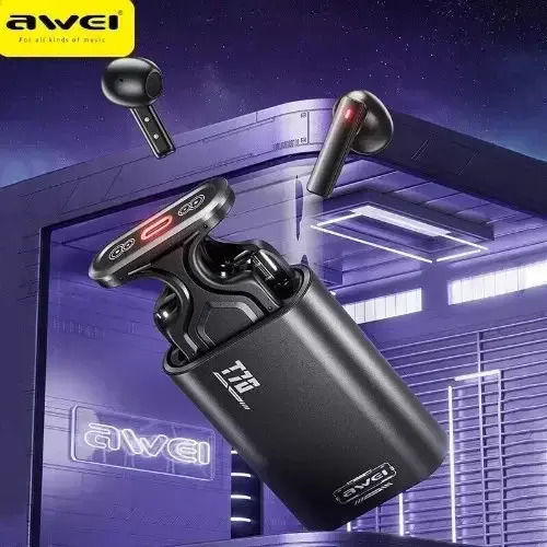 Awei T70 Earbud Bluetooth Handsfree Earphones with Sweat Resistance and Charging Case Black view 6