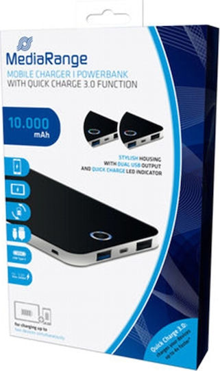 MediaRange MR753 Power Bank 10000mAh 18W with 2 USB-A Ports and USB-C Port Power Delivery Black view 5