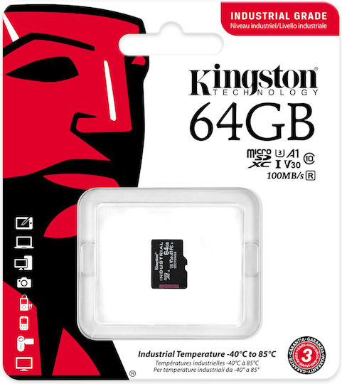 Kingston Industrial microSDXC 64GB Class 10 U3 V30 A1 UHS-I view 3