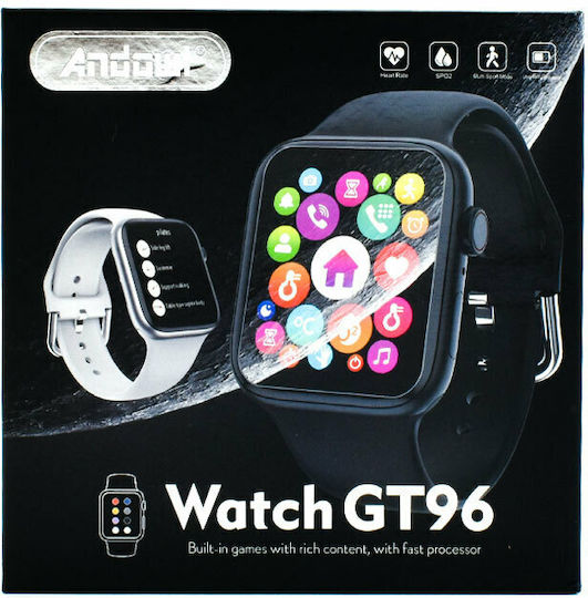 Andowl GT96 Smartwatch with Heart Rate Monitor (Black) view 8