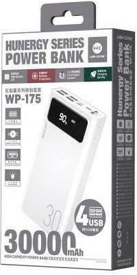 WK Hunergy WP-175 Power Bank 30000mAh with 4 USB-A Ports White view 3