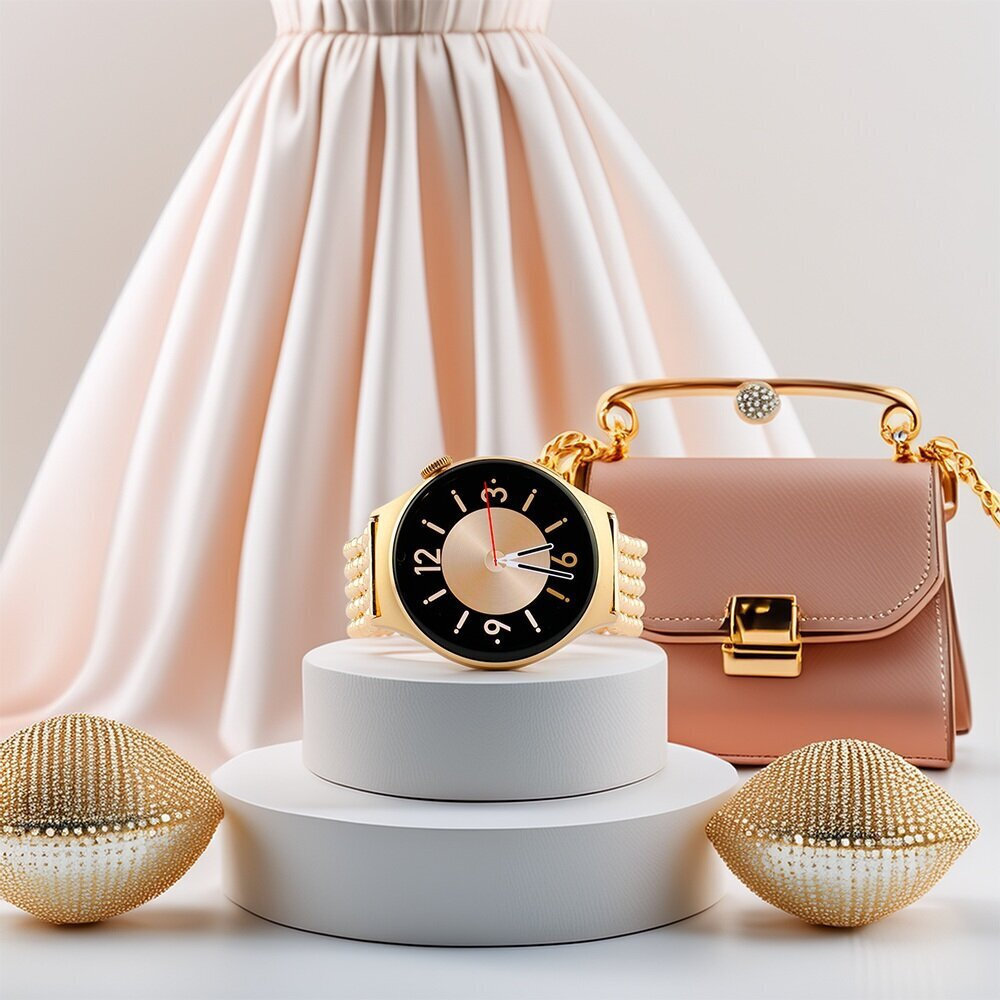 Luna Velvet 46mm Smartwatch with Heart Rate Monitor Pink Gold vista 3