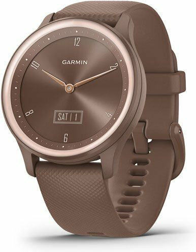 Garmin Vivomove Sport 40mm Waterproof Smartwatch with Heart Rate Monitor (Cocoa Case and Silicone Band with Peach Gold Accents) view 2