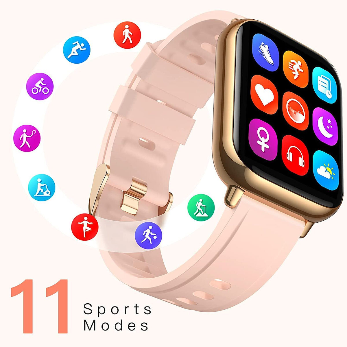 Agptek Smartwatch with Heart Rate Monitor (Rose Gold) view 2