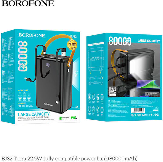 Borofone BJ32 Power Bank 80000mAh with 3 USB-A Ports Quick Charge 3.0 Black view 5
