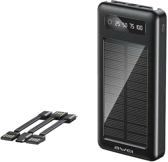 Awei P129K Solar Power Bank 10000mAh with 2 USB-A Ports Black vue 3
