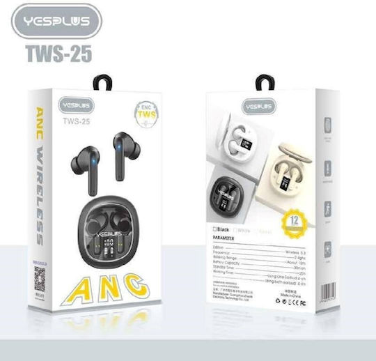 Yesplus TWS-25 ANC In-ear Bluetooth Handsfree Earphones with Charging Case Black view 1