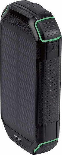 V-TAC Solar Power Bank 30000mAh 10W with USB-A Port and USB-C Port Black