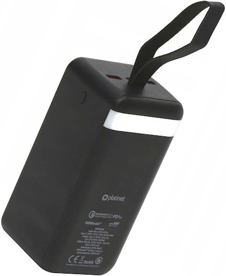 Platinet Power Bank 50000mAh 20W with 2 USB-A Ports and USB-C Port Power Delivery / Quick Charge 3.0 Black vista 2