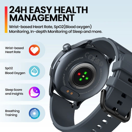 Zeblaze Btalk 3 Pro Smartwatch with Heart Rate Monitor (Gray) view 8