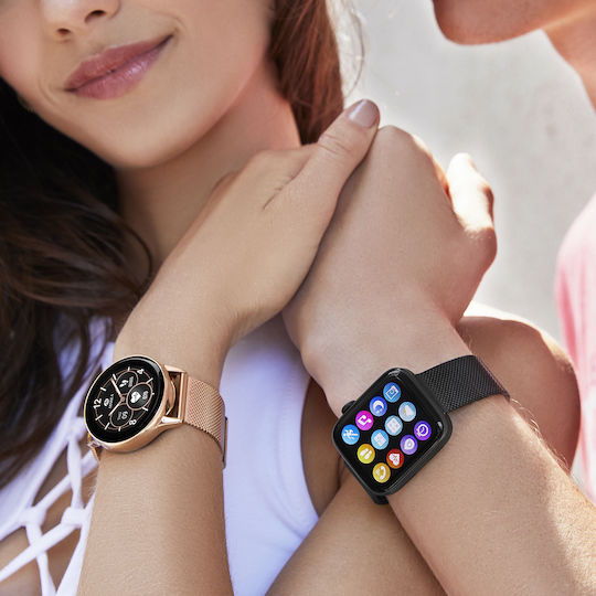 Marea B58008 39mm Smartwatch with Heart Rate Monitor (Rose Gold & White Silicone Strap) view 3