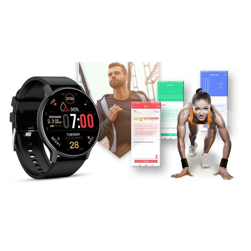 Giewont 46mm Smartwatch with Heart Rate Monitor (Black) view 5