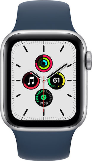 Apple Watch SE Aluminium 40mm Waterproof with Heart Rate Monitor (Silver with Abyss Blue Sport Band) view 1