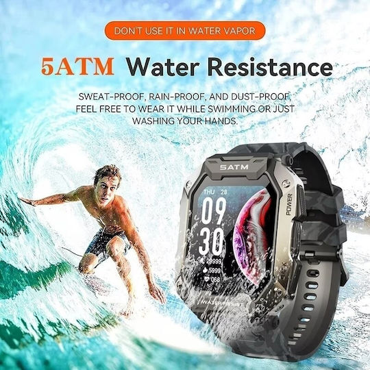 SATM Army D20 Smartwatch with Heart Rate Monitor (Black) view 6