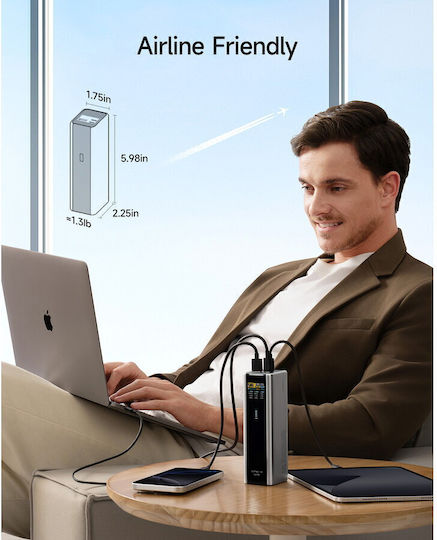 Cuktech 2C1A Power Bank 20000mAh 210W with USB-A Port and USB-C Port Power Delivery Gray view 8
