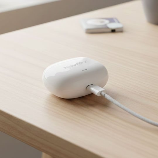 Boompods Echobuds ANC Bluetooth Handsfree In-ear Double Headphone Sweat Resistance White Charging Case view 3