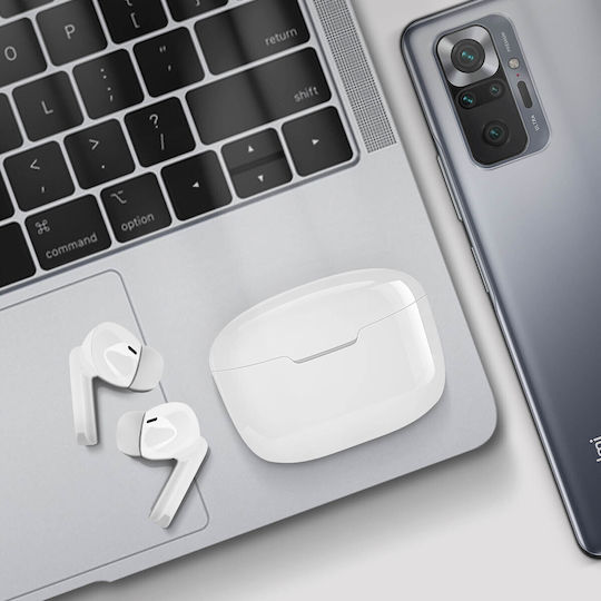 Akashi ALTEARBWH In-ear Bluetooth Handsfree Earphones with Charging Case White view 4