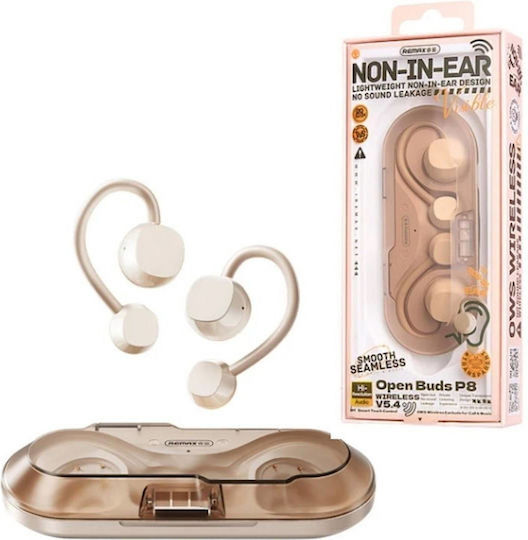 Remax Openbuds P8 Bluetooth Handsfree Earphones with Charging Case Beige view 1