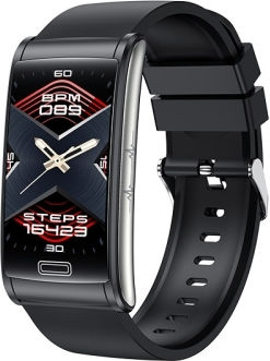 E600 1.47 Inch Color Screen Smart Watch Silicone Strap Support Heart Rate Monitoring Blood Pressure Monitoring Black view 1