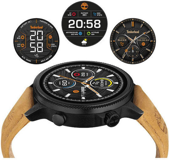 Timberland Trail Force S1 48mm Smartwatch with Heart Rate Monitor (Light Brown Leather Strap Gift Set) view 6