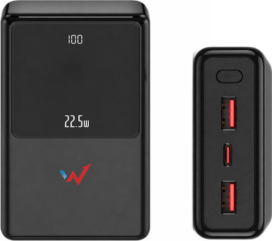 Wonder WX27D Power Bank 27000mAh 22.5W With 2 USB-A Output Ports And USB-C Output Port Power Delivery Black