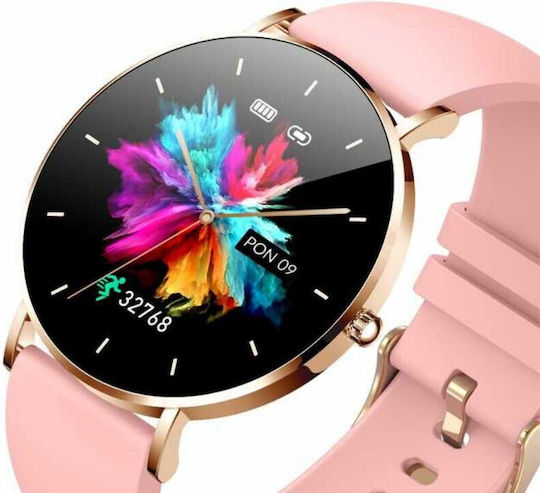 Manta Stainless Steel Smartwatch with Heart Rate Monitor (Pink) view 2