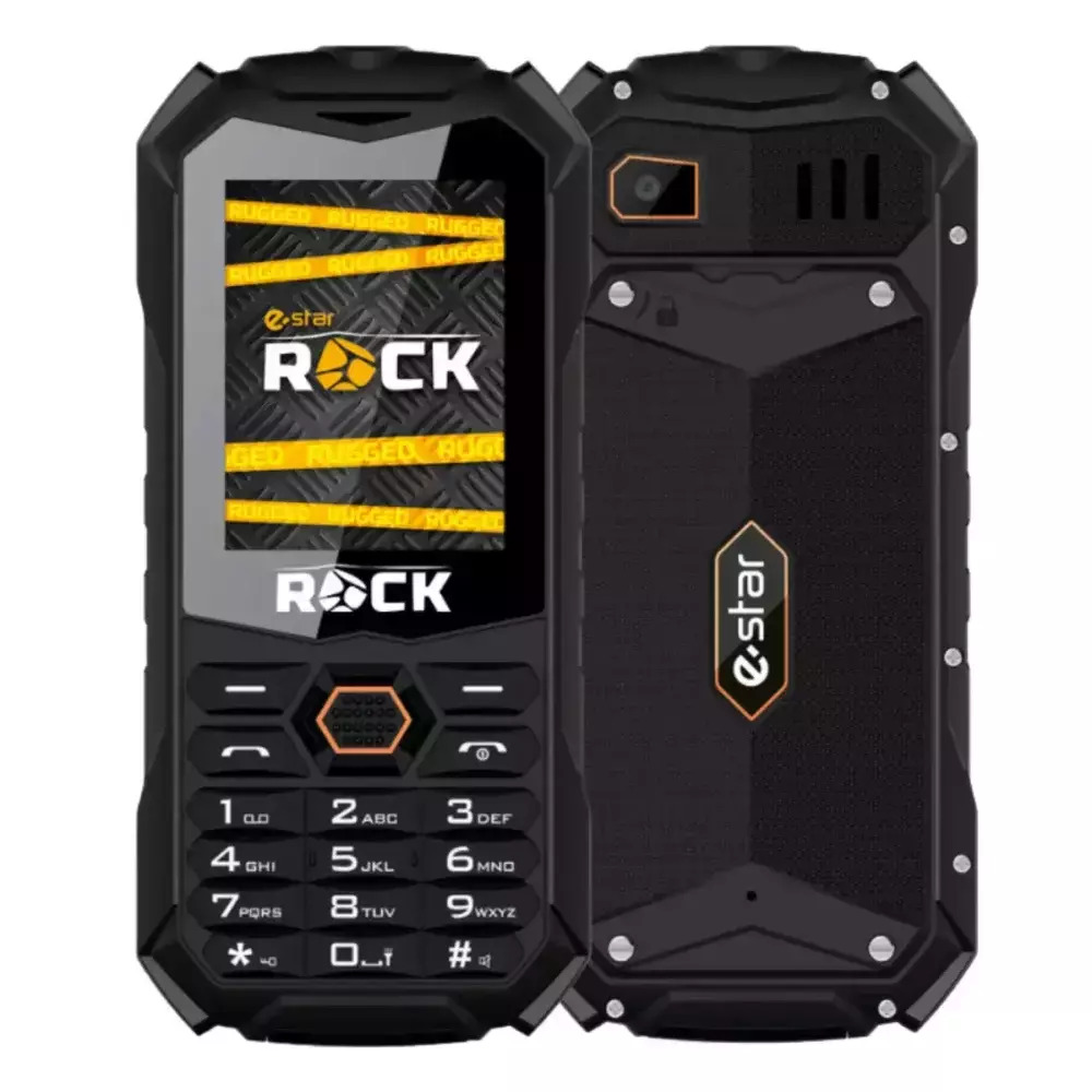 eStar Rock Dual SIM Resistant Mobile with Buttons Black view 1