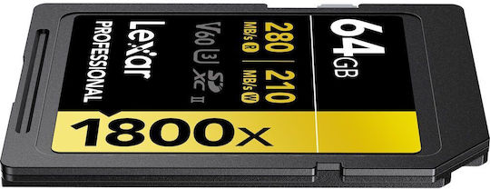 Lexar Professional 1800x SDXC 64GB U3 V60 UHS-II 280MB/s with Adapter view 2