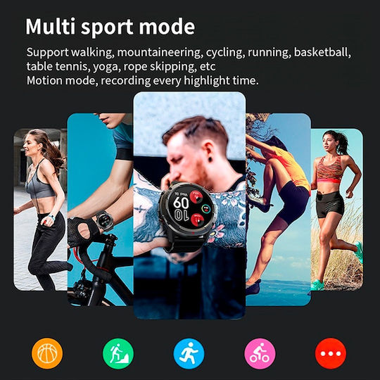 NX9 50mm Smartwatch with Heart Rate Monitor (Black / Khaki) view 6