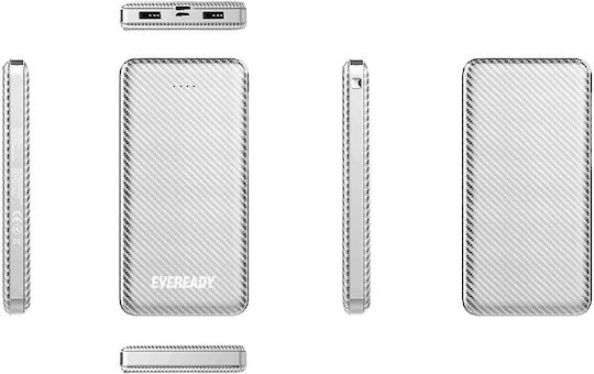 Energizer Slim Power Bank 10000mAh with 2 USB-A Ports Silver view 2