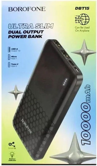 DBT15 Power Bank 10000mAh with 2 USB-A Ports and USB-C Port Black view 2
