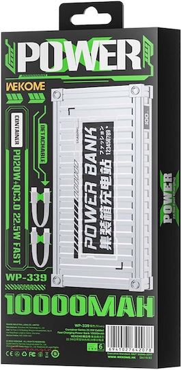 WK WP-339 Power Bank 10000mAh 20W with USB-A Port Power Delivery Silver view 8