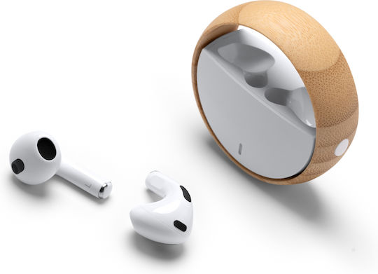 Auron Earbud Bluetooth Handsfree Earphones with Charging Case White view 3