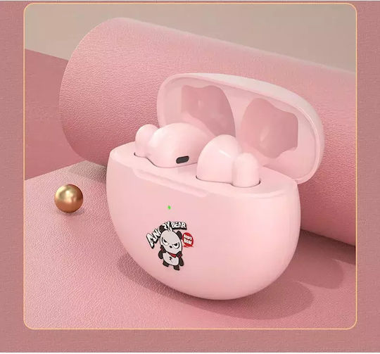 Nubi QT5 Angry Bear In-ear Bluetooth Handsfree Earphones with Charging Case Pink vue 6