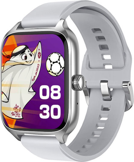 Smartwatch Idealstore Xiabest Bluetooth Nfc Voice Assistant Gps Tracking Sports Modes Temperature Oxygen Sensor Wireless Charging Heart Rate Blood Pressure Password Menstrual Reminder Silver Silicone Strap