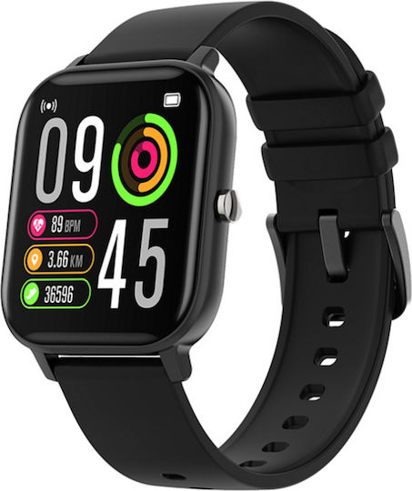 Smartwatch P8t Optimus Idealstore Silicone Strap Black Waterproof 1.4 Inch Full Touch Screen App Notifications Sedentary Reminder Camera Control Music Control Anti-lost Heart Rate Monitoring Calorie Burn Pedometer Stopwatch