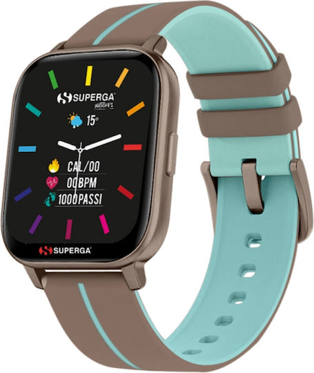Superga SW-STC021 40mm Smartwatch with Heart Rate Monitor (Brown/Green)