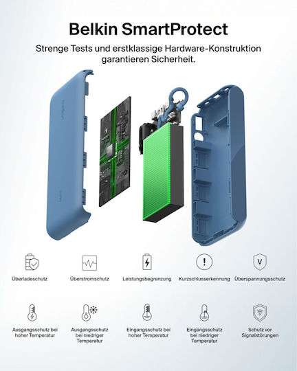 Belkin Power Bank 20000mAh 20W with USB-A Port and 2 USB-C Power Delivery Ports Blue view 8