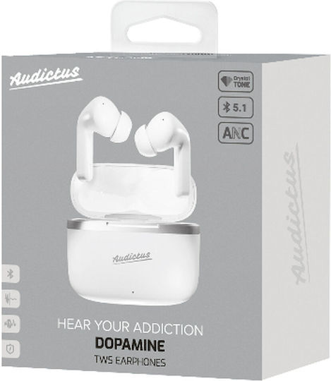 Audictus Dopamine In-ear Bluetooth Handsfree Earphones with Charging Case White view 4